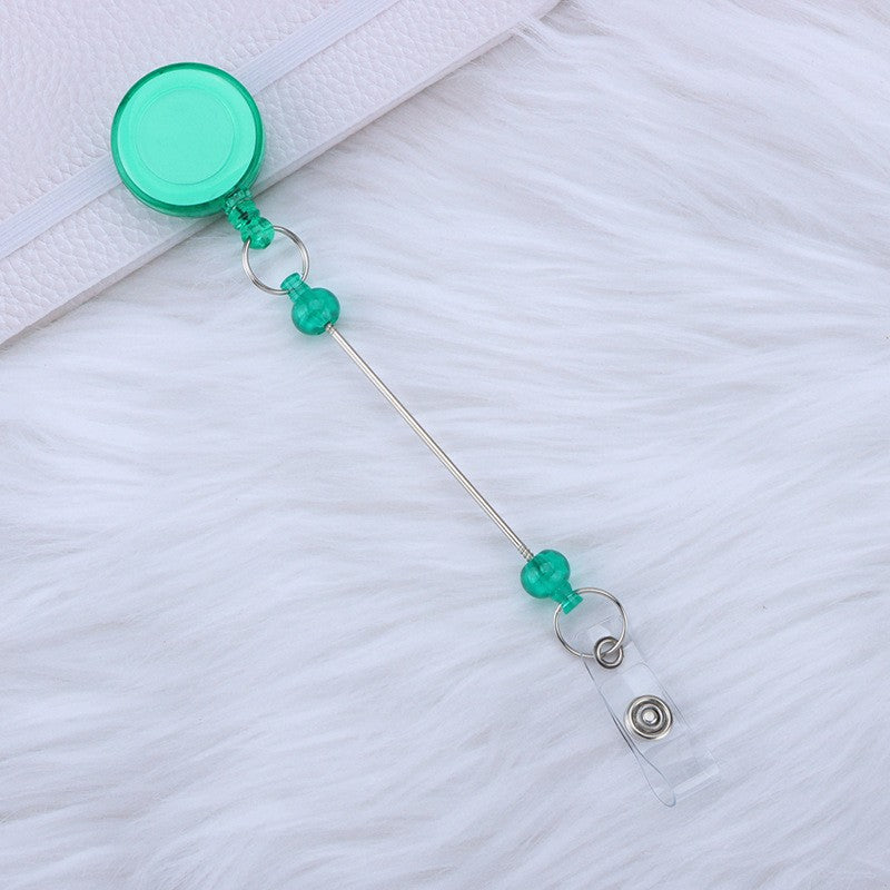 Wholesale 500pcs Beadable Badge Reels Identification Easy To Pull Buckle DIY Beaded Plastic Keychain